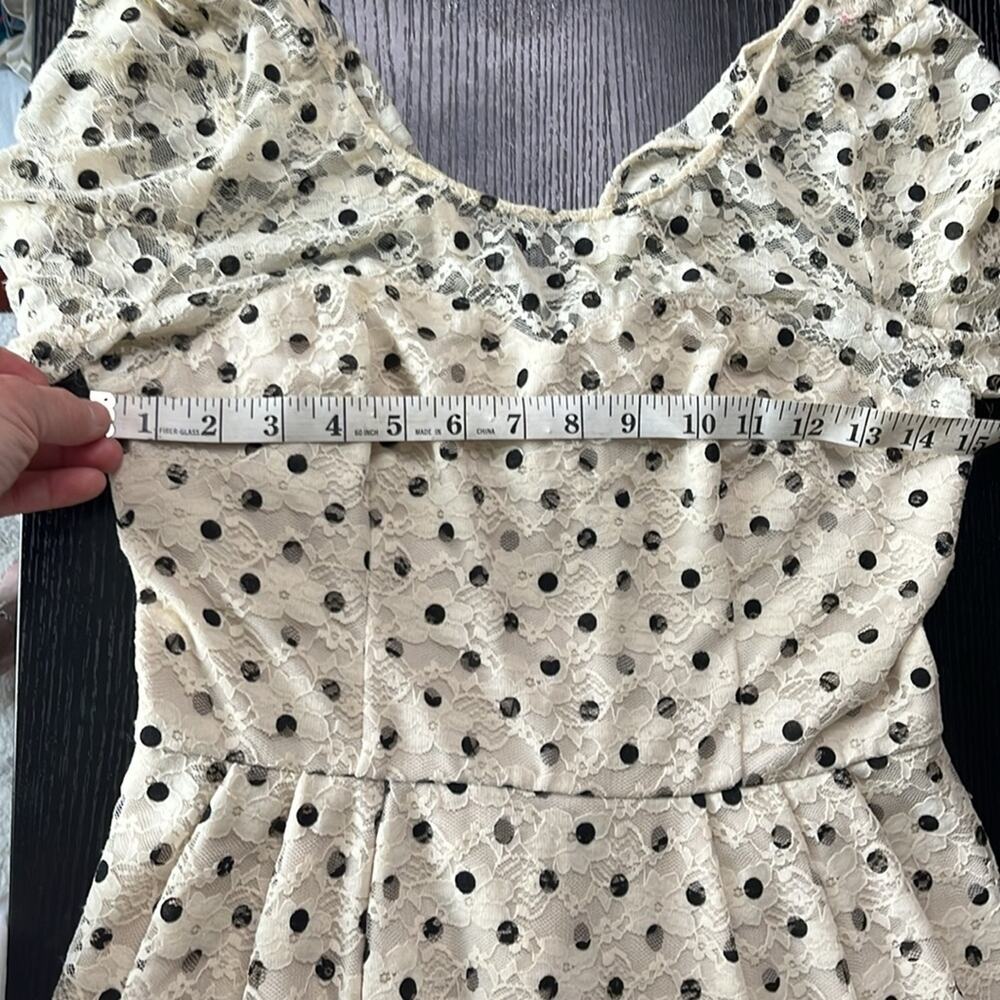 Betsey Johnson Cream and Black Lace Polka Dot Dress